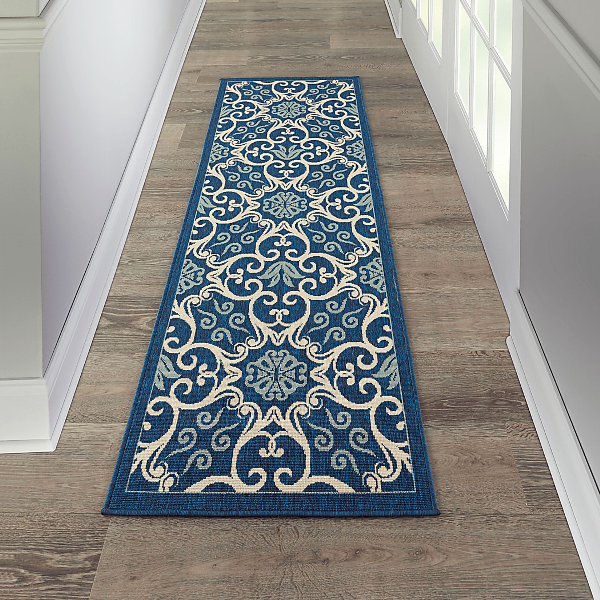 Kamia Navy 2'3 x 7'6 Runner Indoor/Outdoor Rug - Image 2