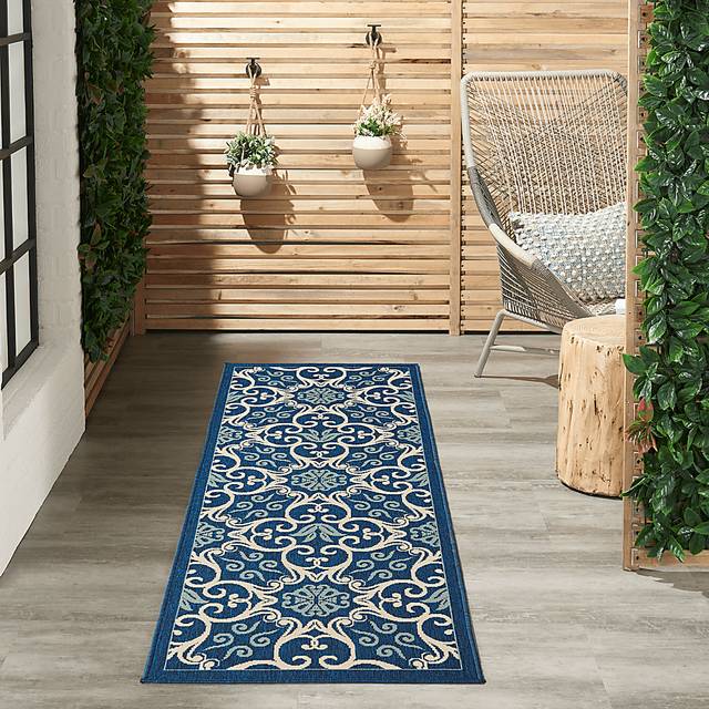 Kamia Navy 2'3 x 7'6 Runner Indoor/Outdoor Rug - Thumbnail - Image 3