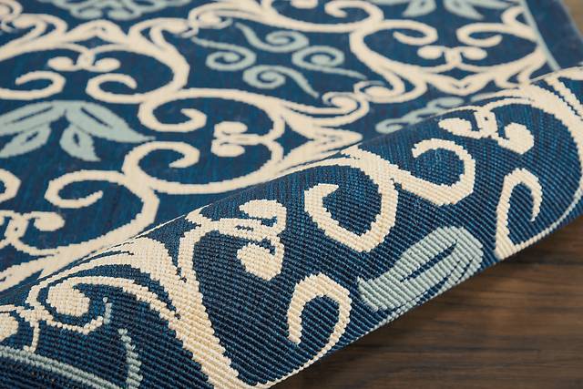 Kamia Navy 5' x 5' Indoor/Outdoor Rug - Thumbnail - Image 2