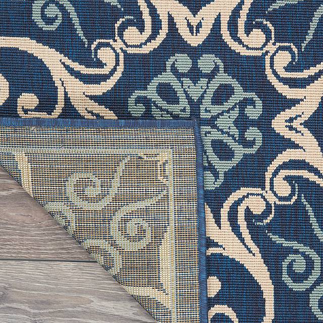 Kamia Navy 5' x 5' Indoor/Outdoor Rug - Thumbnail - Image 4