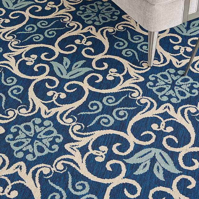 Kamia Navy 5' x 5' Indoor/Outdoor Rug - Thumbnail - Image 7