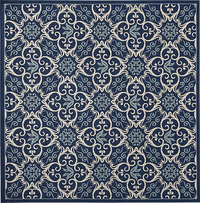 Kamia Navy 5' x 5' Indoor/Outdoor Rug - Thumbnail - Image 1