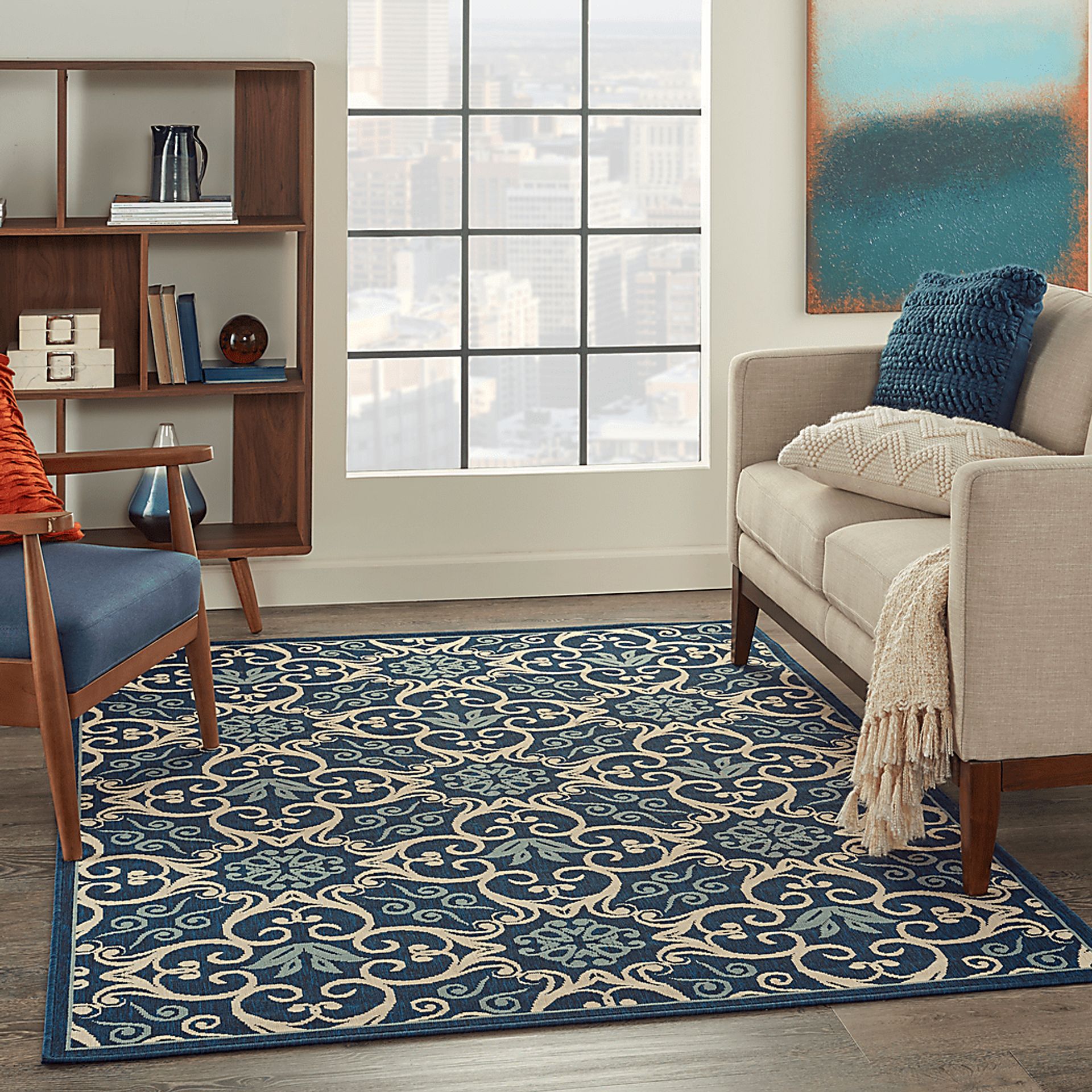 Kamia Navy 5' x 8' Indoor/Outdoor Rug - Image 11
