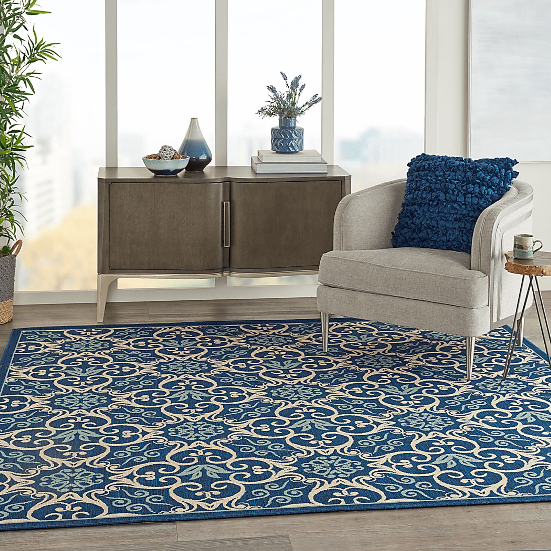 Kamia Navy 5' x 8' Indoor/Outdoor Rug - Image 8