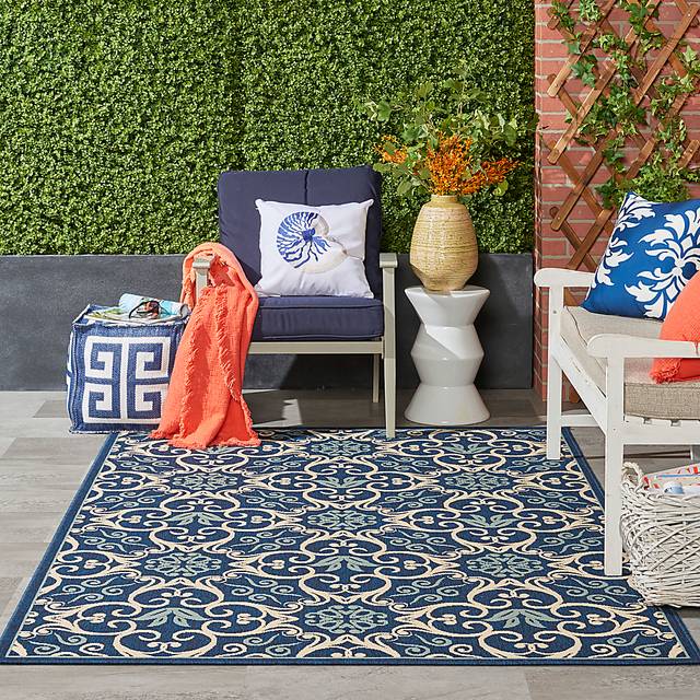 Kamia Navy 5' x 8' Indoor/Outdoor Rug - Thumbnail - Image 10
