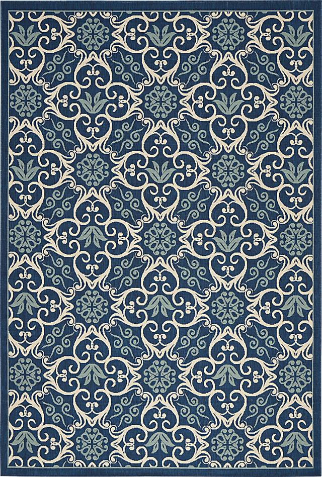 Kamia Navy 5' x 8' Indoor/Outdoor Rug - Thumbnail - Image 1
