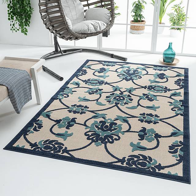 Kanguho Blue 7'10 x 9'10 Indoor/Outdoor Rug - Thumbnail - Image 2
