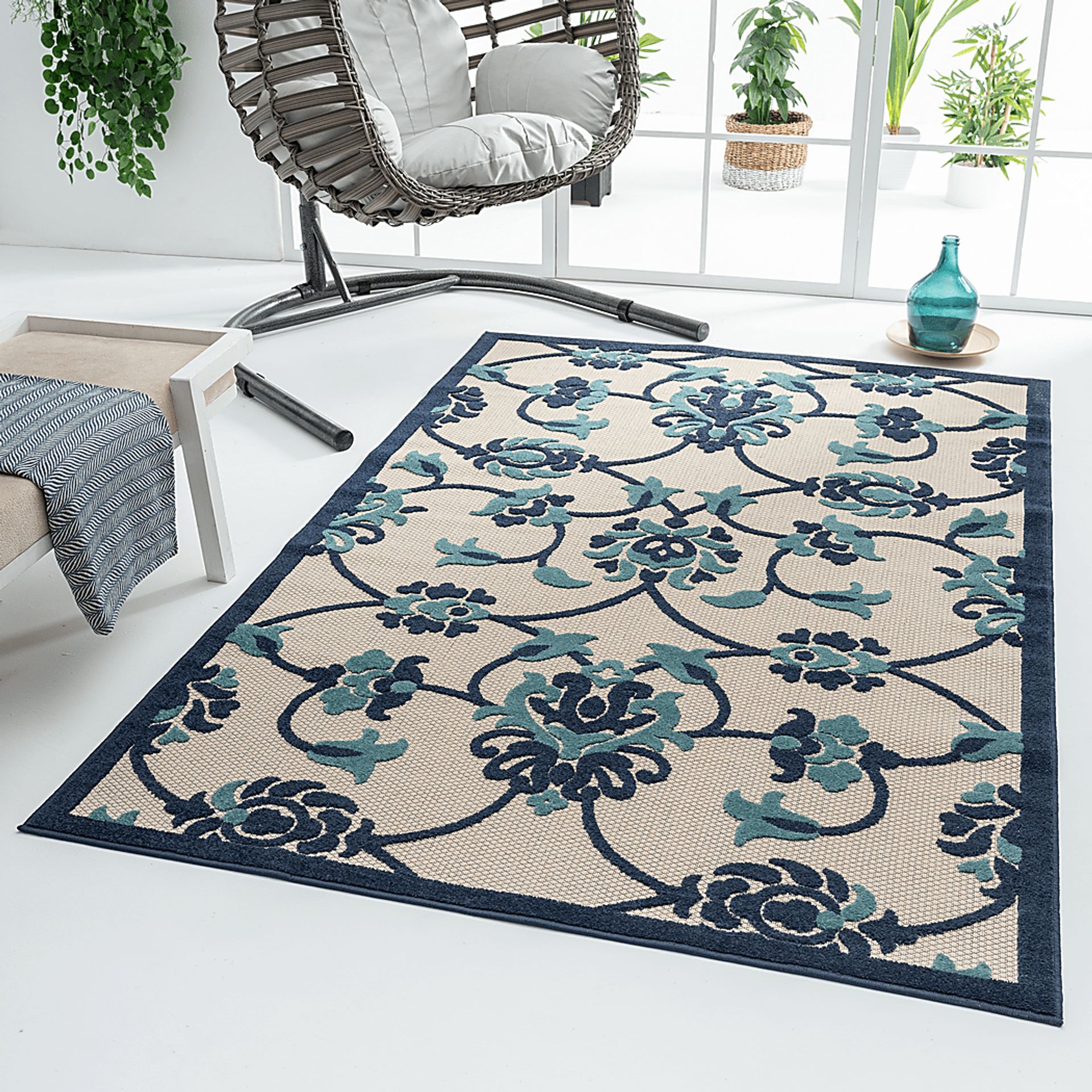 Kanguho Blue 7'10 x 9'10 Indoor/Outdoor Rug - Image 2