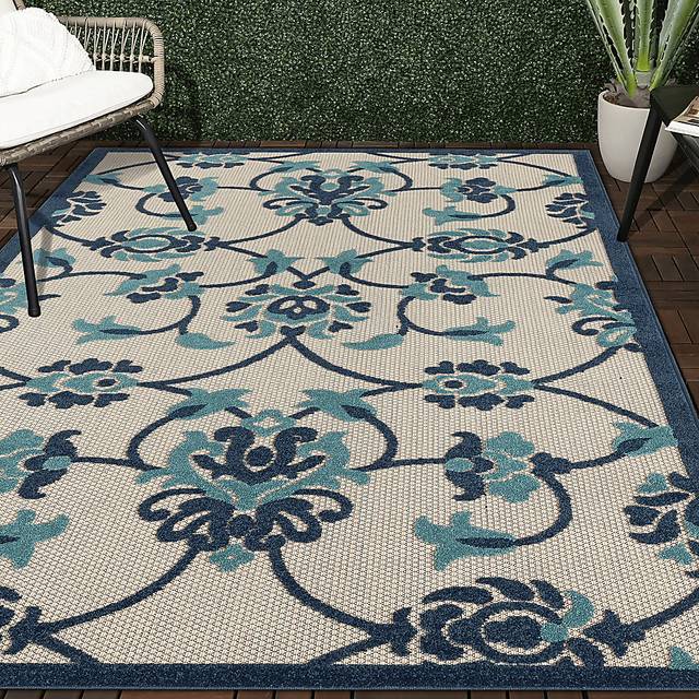 Kanguho Blue 7'10 x 9'10 Indoor/Outdoor Rug - Thumbnail - Image 8