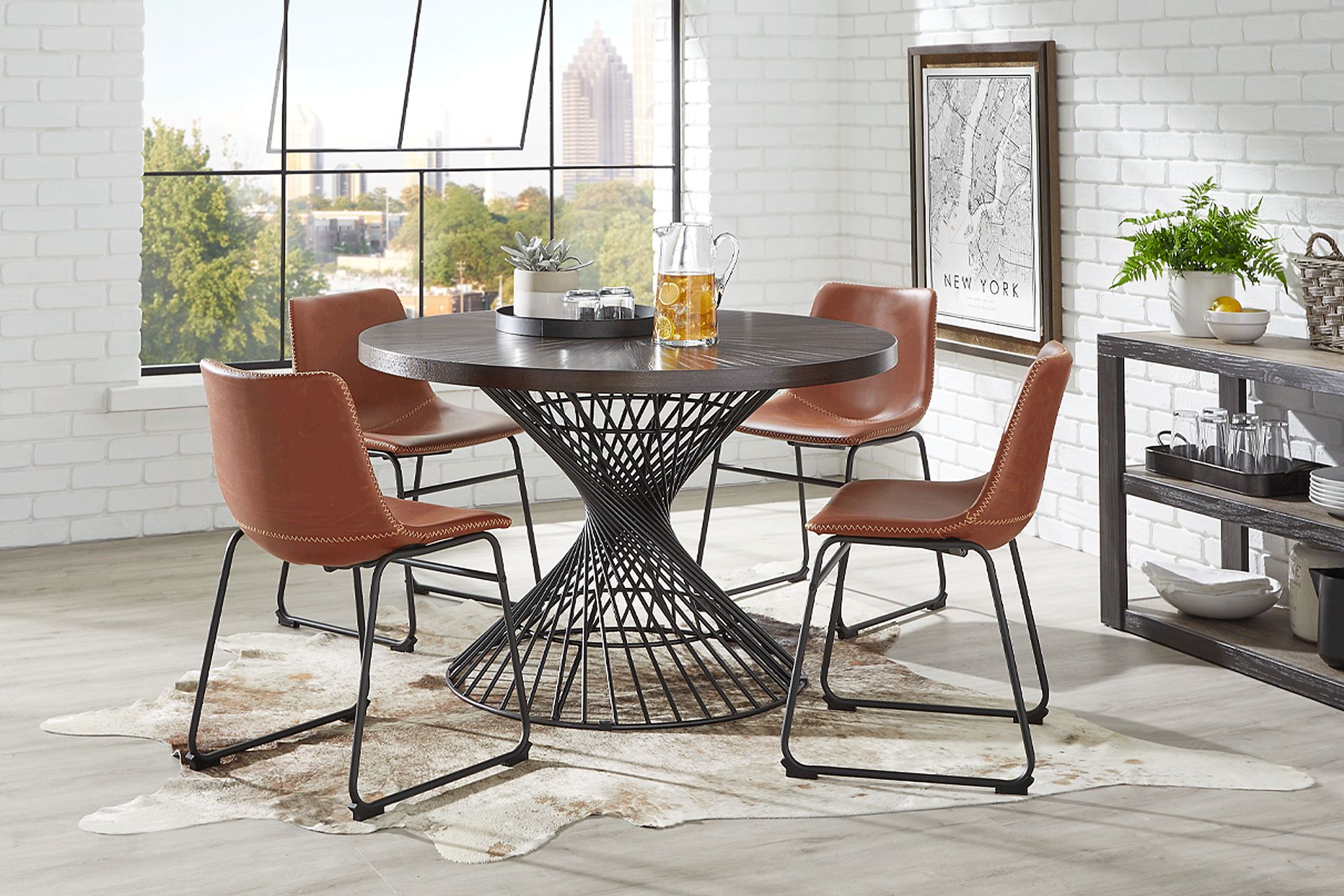 Kanister Walnut 5 Pc Dining Set with Brown Chairs - Image 1
