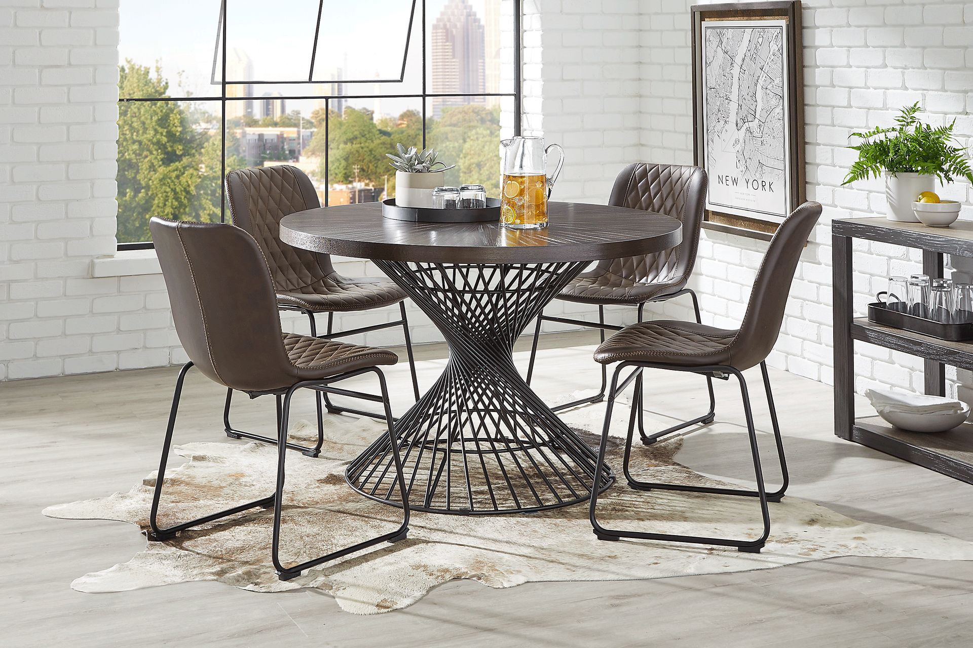 Kanister Walnut 5 Pc Dining Set with Brown Chairs - Image 1