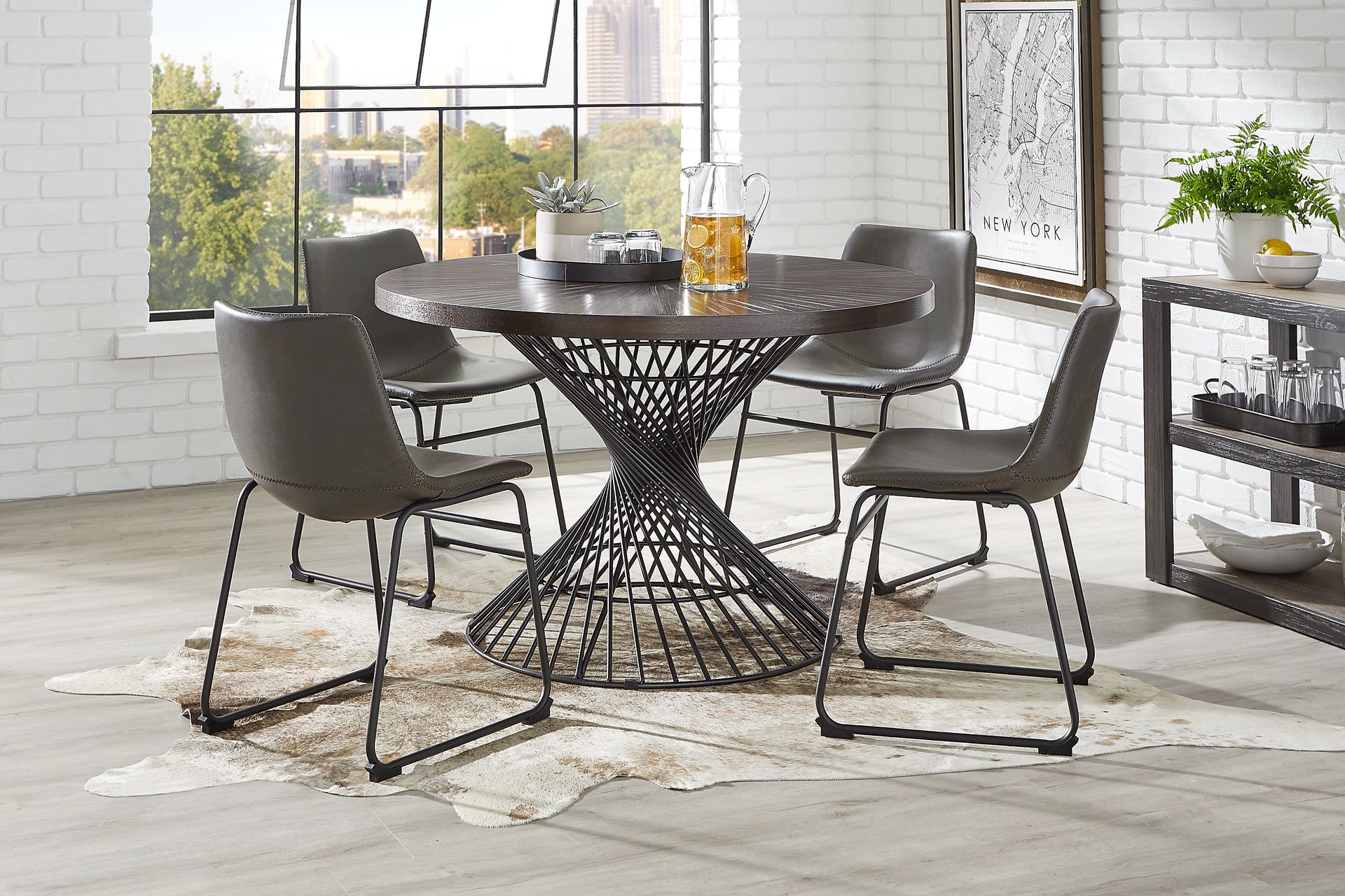 Kanister Walnut 5 Pc Dining Set with Gray Chairs - Image 1