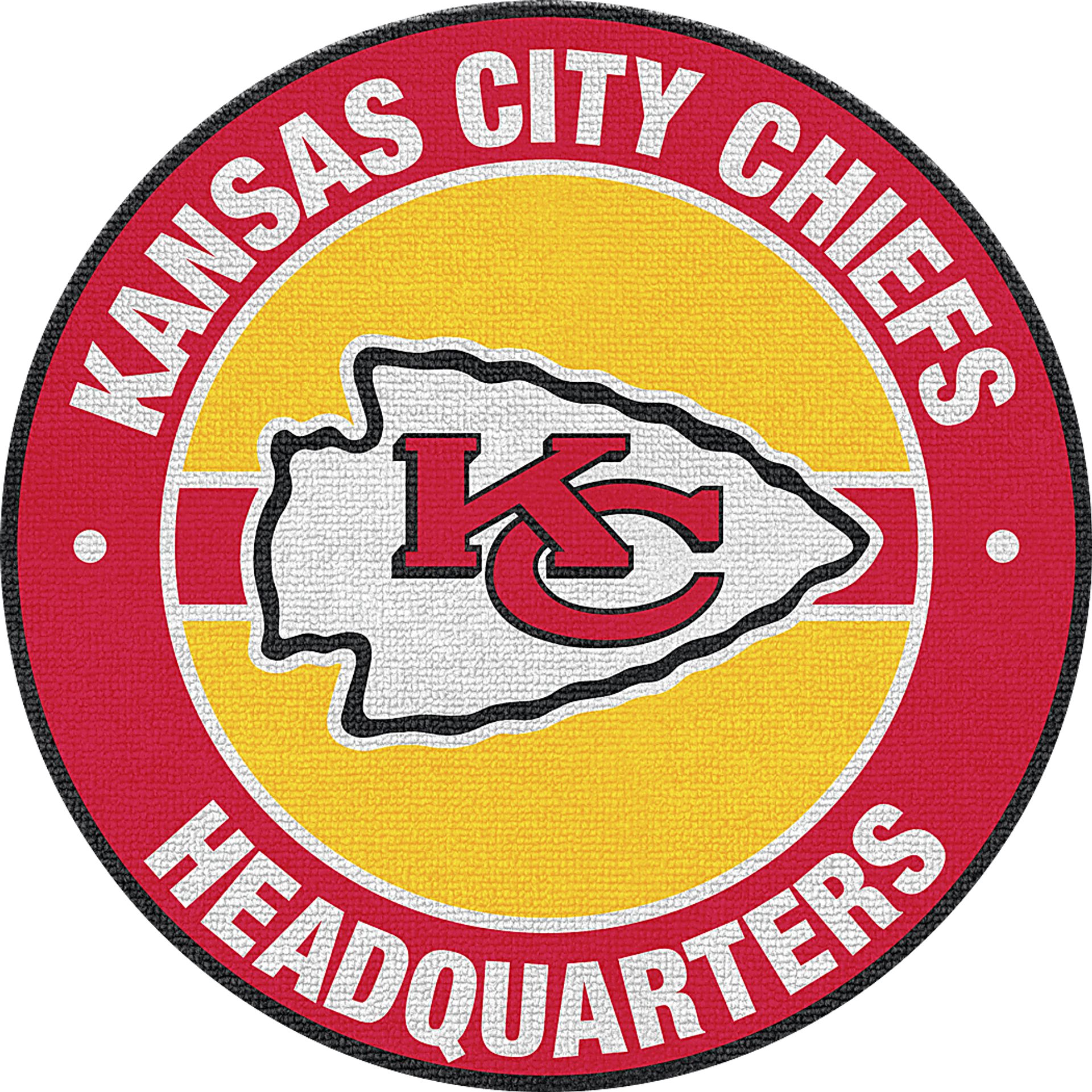 Kansas City Chiefs Red 5' Round Headquarters Rug - Image 1