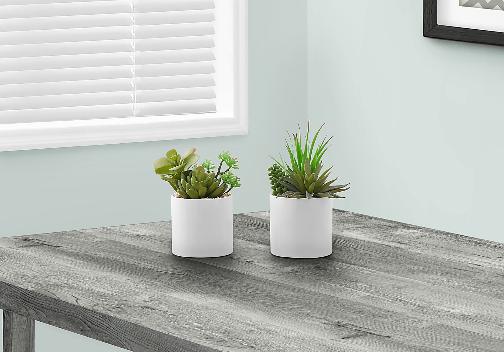 Karakara Green Artificial Succulent Plant, Set of 2 - Image 2