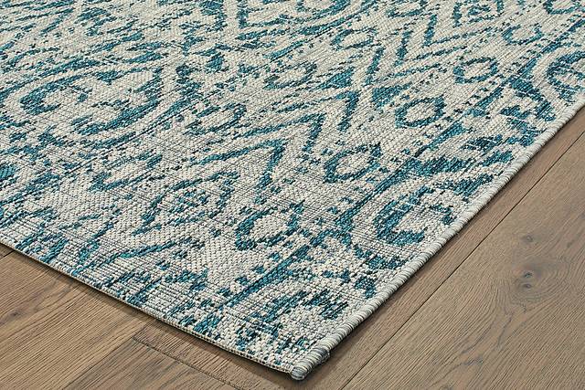 Karalea Blue 7' x 5' Indoor/Outdoor Rug - Thumbnail - Image 2