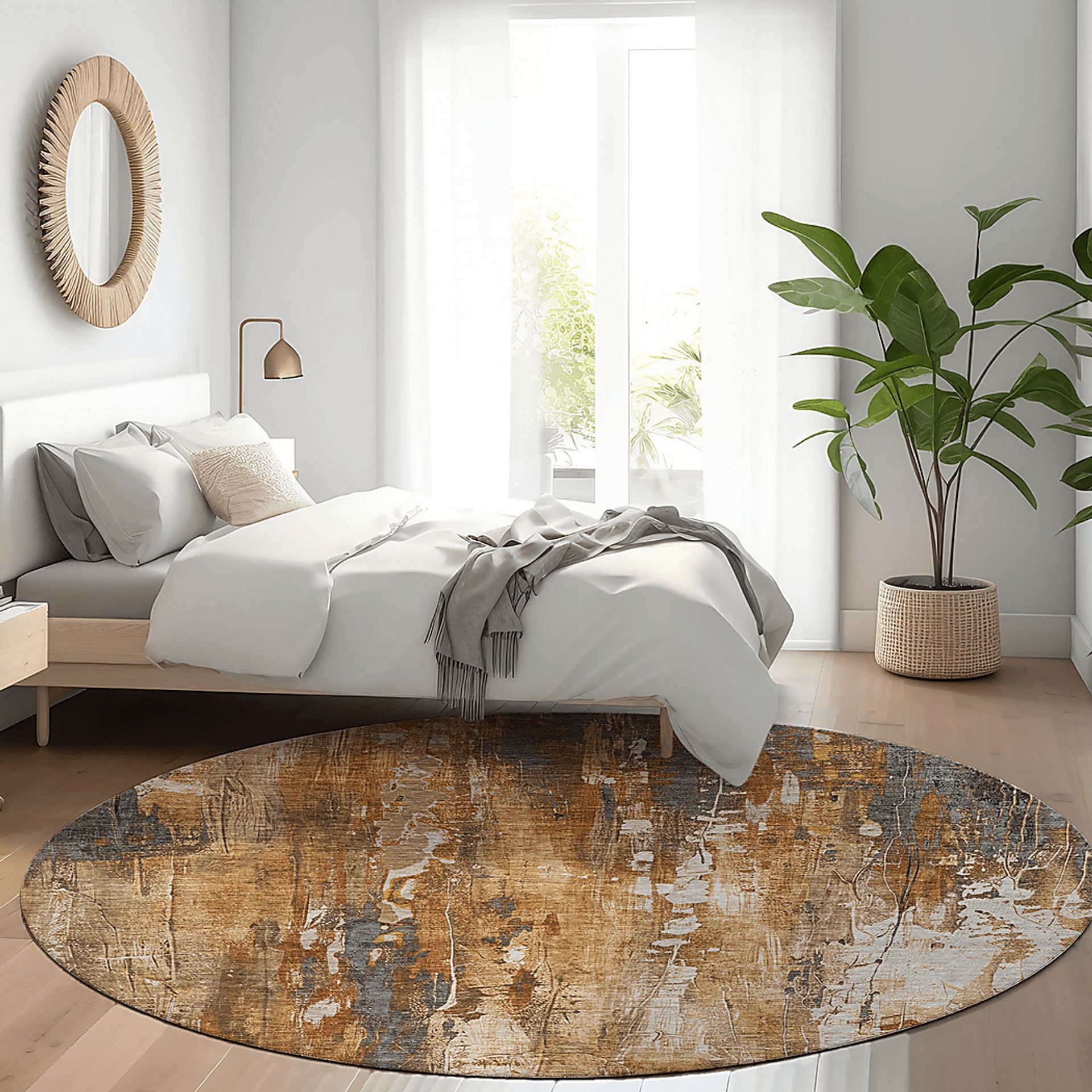 Karga Copper 8' Round Machine Washable Rug - Image 2