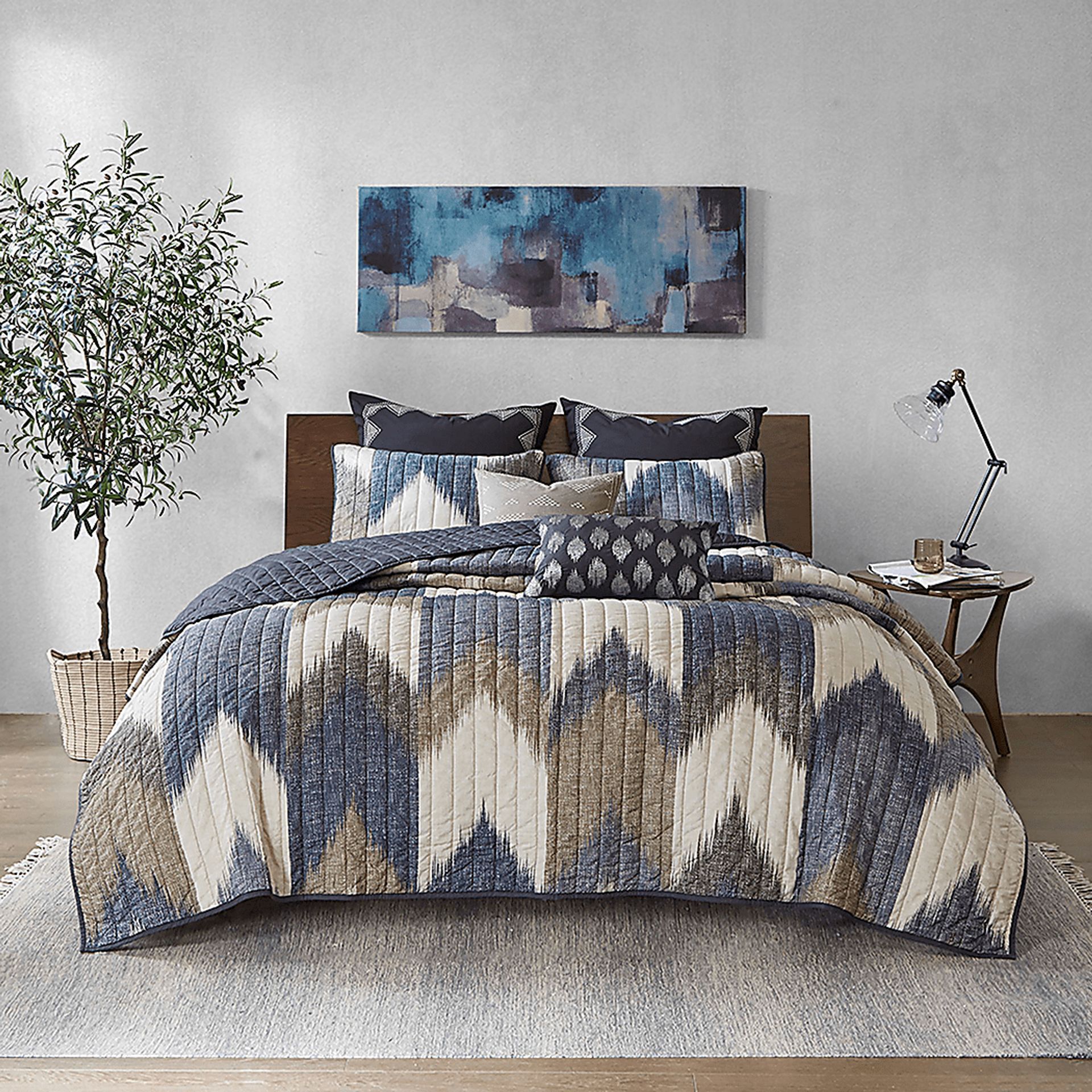 Kartr Blue Full/Queen 3 pc Quilt Set - Image 2