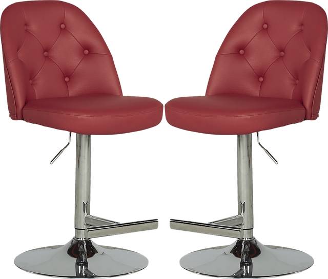 Karyn Red Adjustable Barstools (Set of 2) - Thumbnail - Image 1