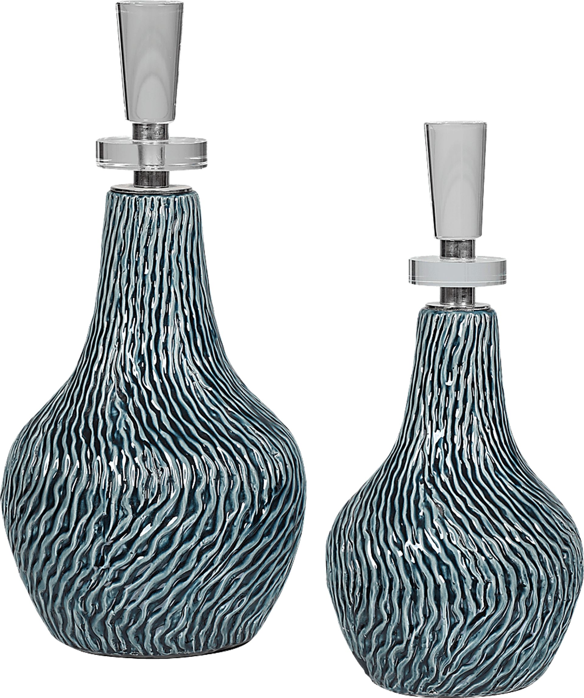 Kaseem Teal Decor Bottle, Set of 2 - Image 1