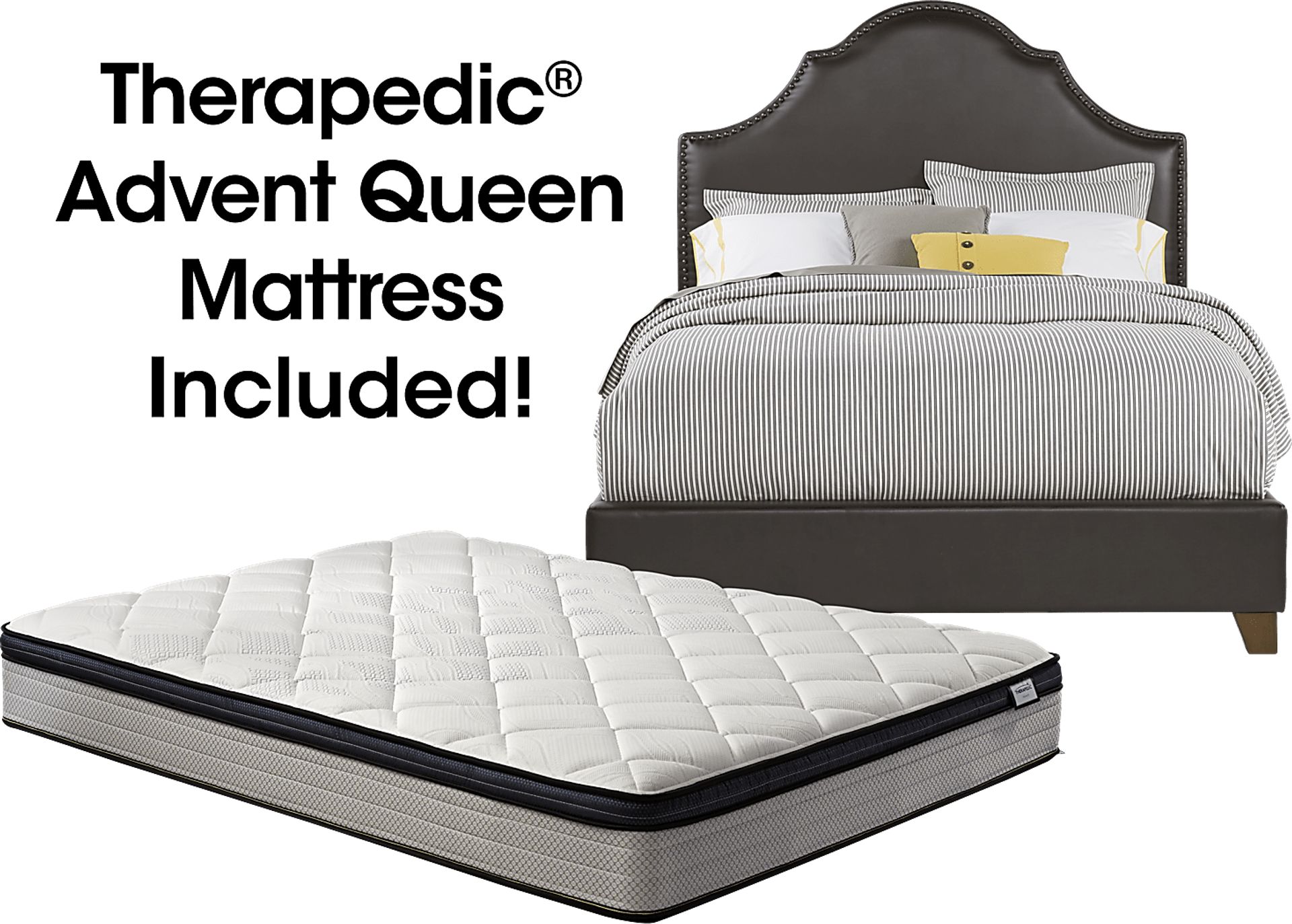 Kasey Brown 5 Pc Upholstered Queen Bed and Mattress Set - Image 1