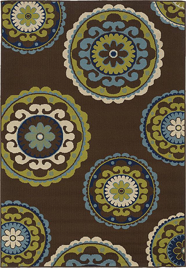 Kaspian Brown 6'7 x 9'6 Indoor/Outdoor Rug - Thumbnail - Image 1