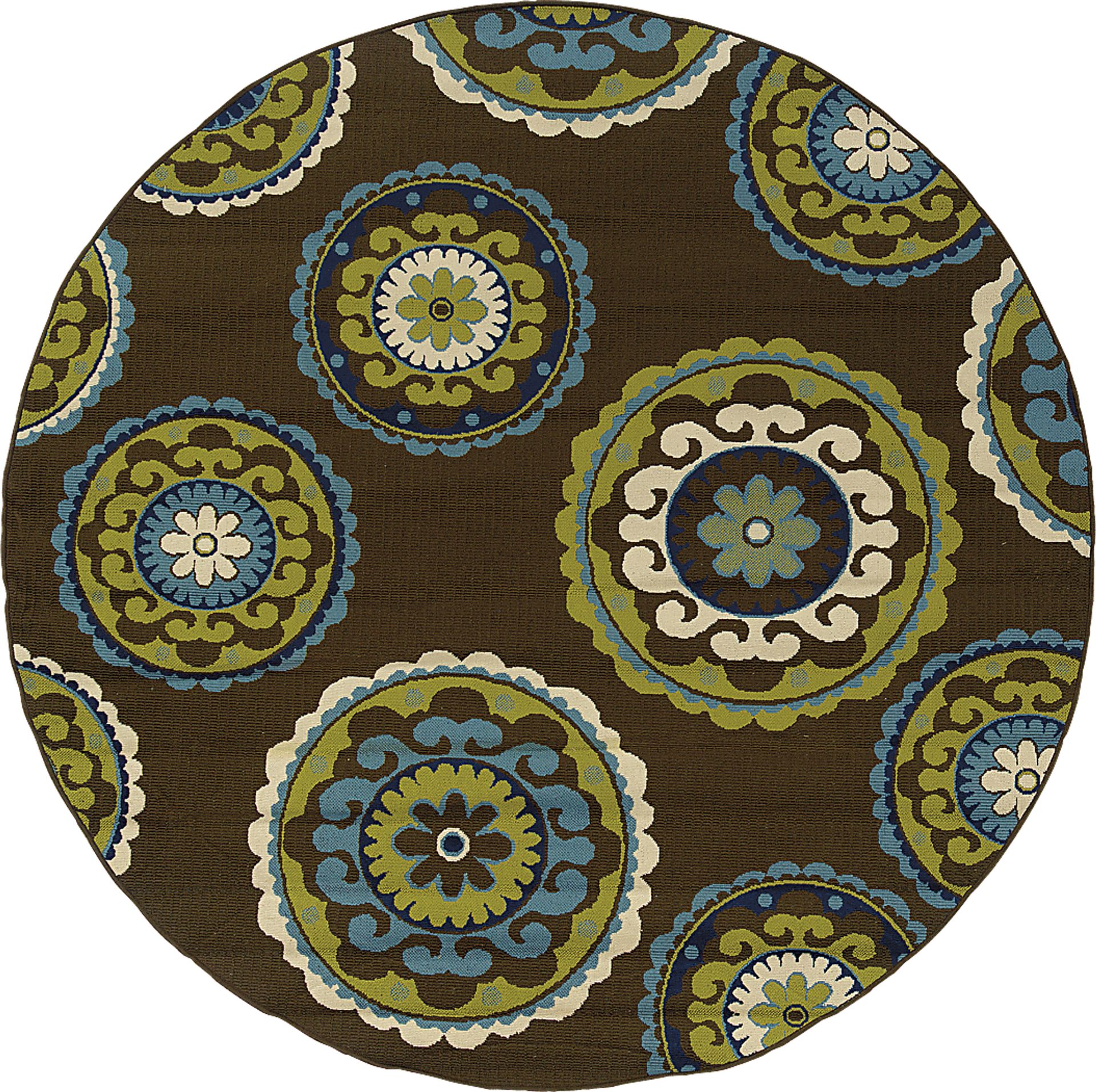 Kaspian Brown 7'10 Round Indoor/Outdoor Rug - Image 1