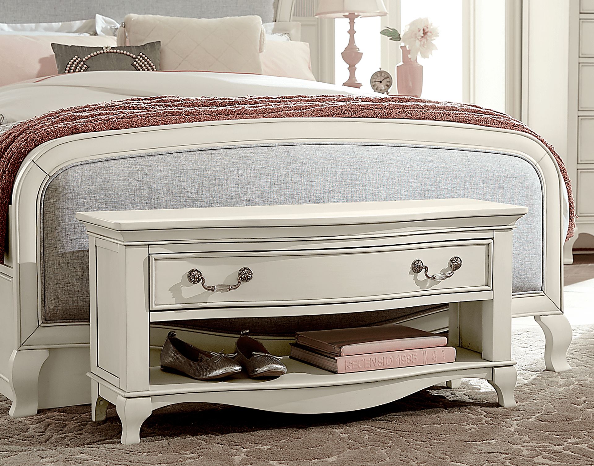 Kasra White Dressing Bench - Image 2