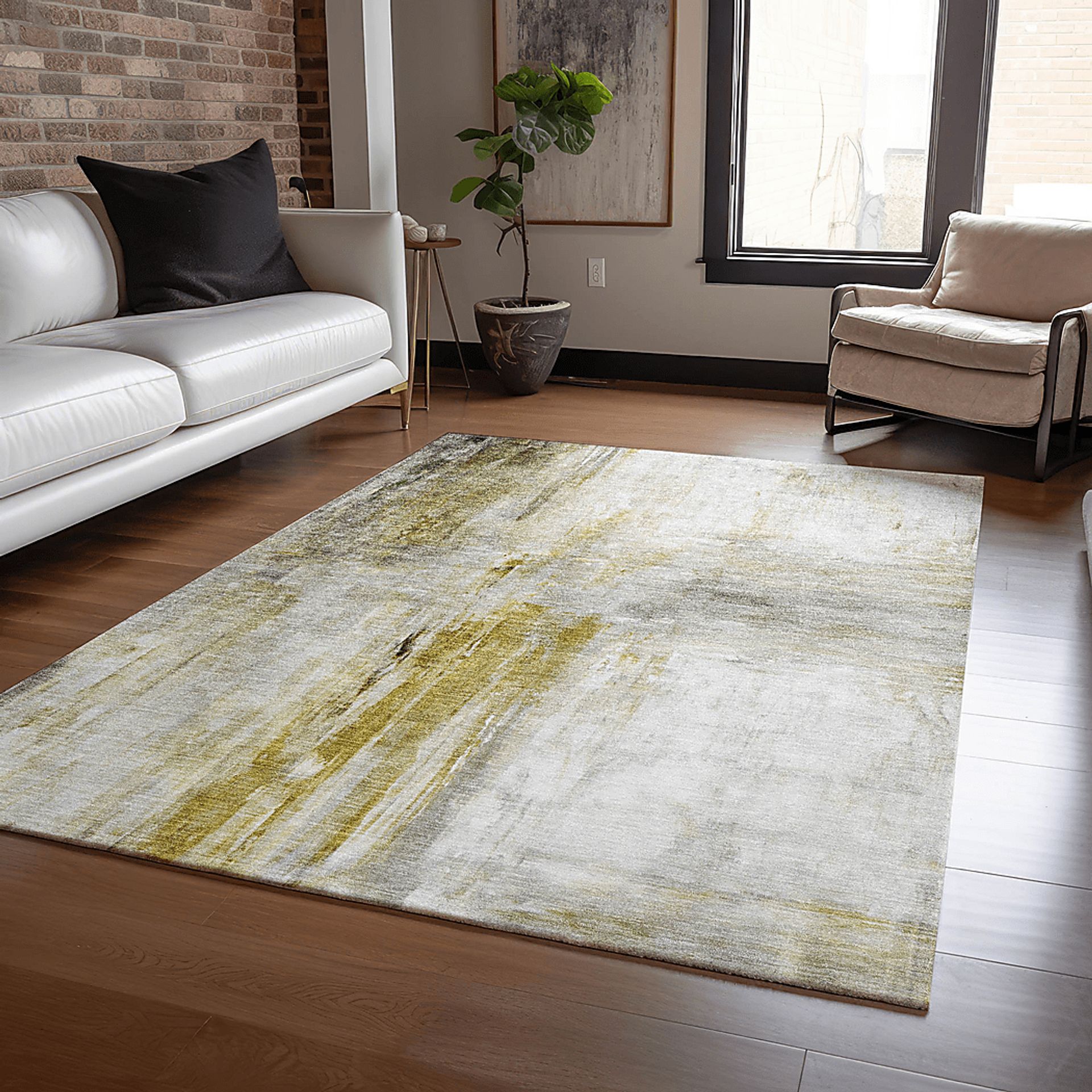 Kasti Gold 5' x 8' Machine Washable Rug - Image 2