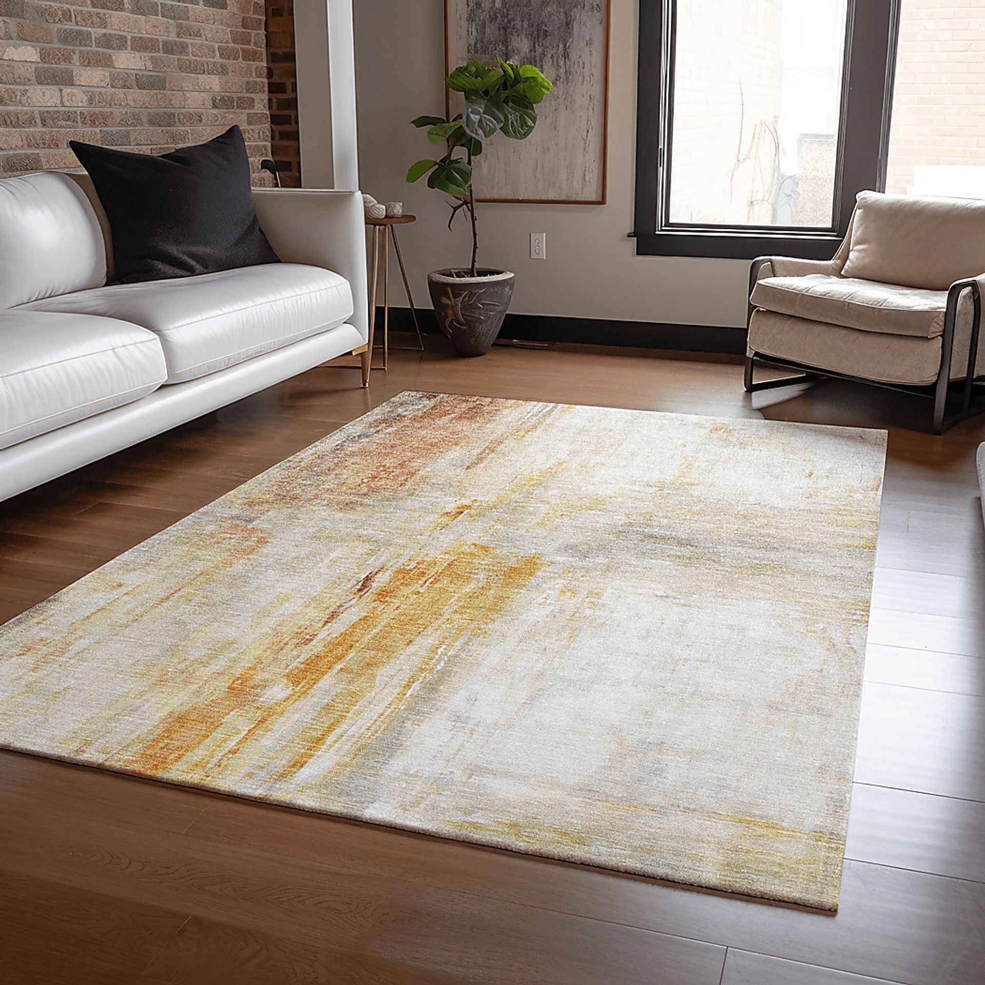 Kasti Orange 5' x 8' Machine Washable Rug - Image 2