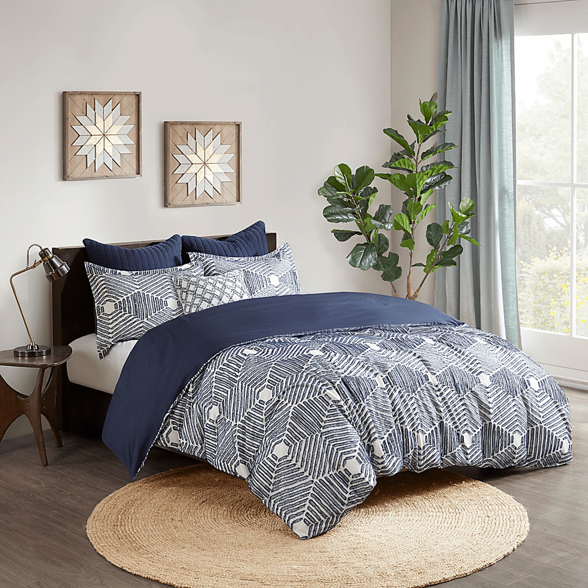 Katara Navy 3 Pc Queen Comforter Set - Image 2