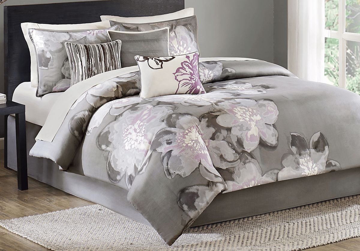 Katarina Gray 7 Pc King Comforter Set Rooms to Go