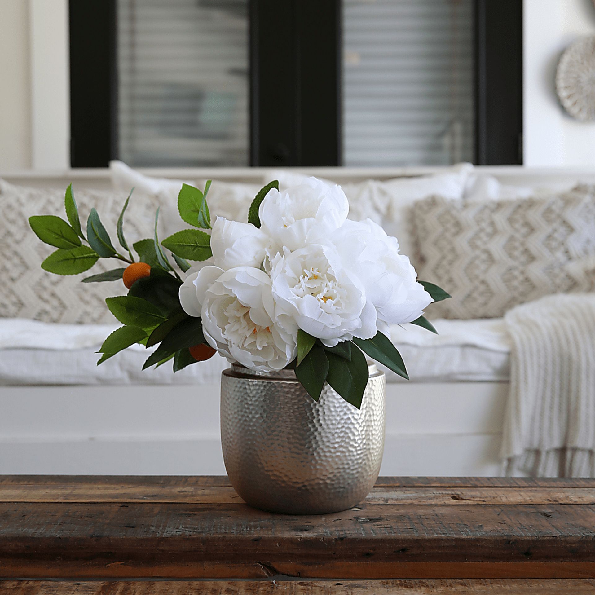Kaynyne White Floral Arrangement with Vase - Image 2