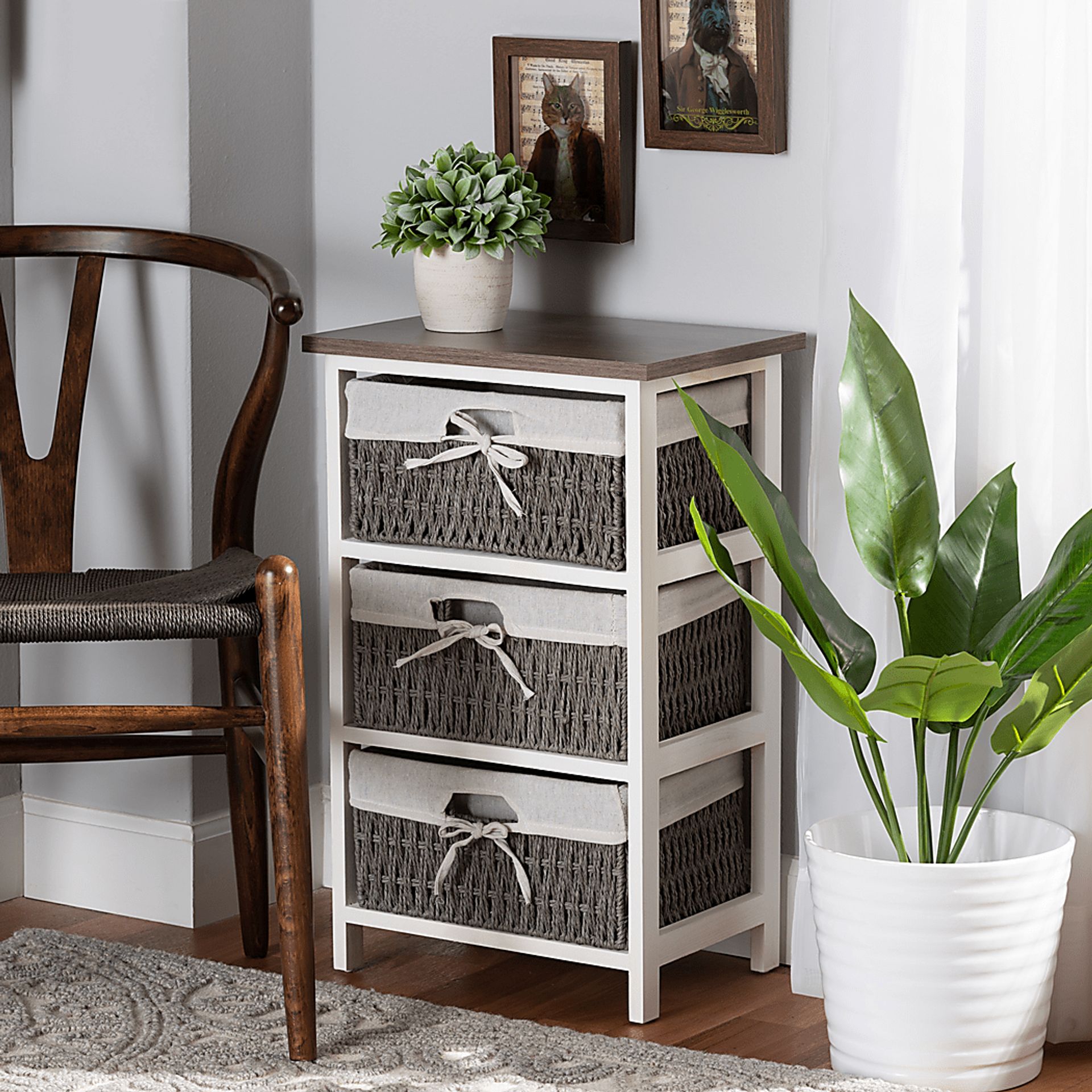 Kayoming White 3 Basket Storage Unit - Image 2