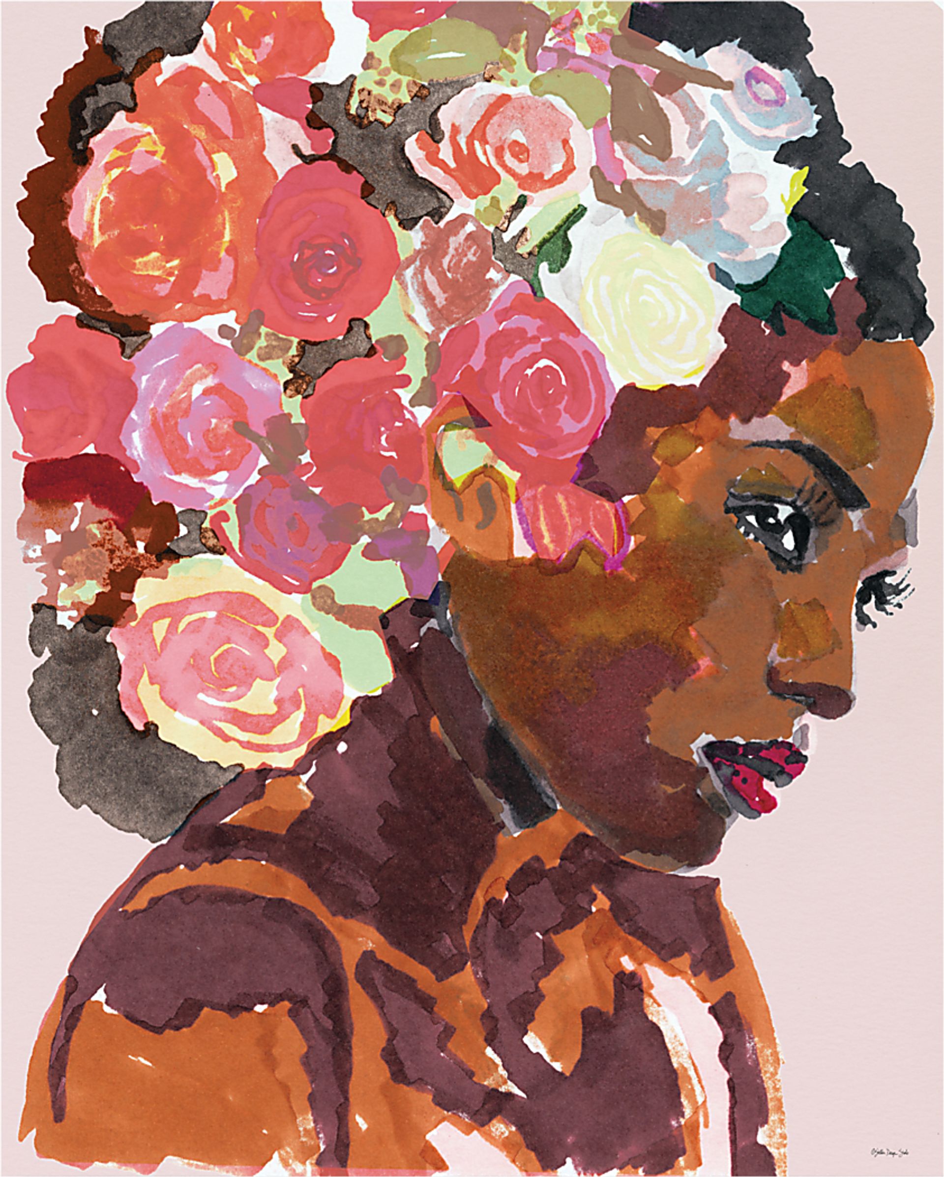 Kazadi Pink Wooden Wall Art - Image 1