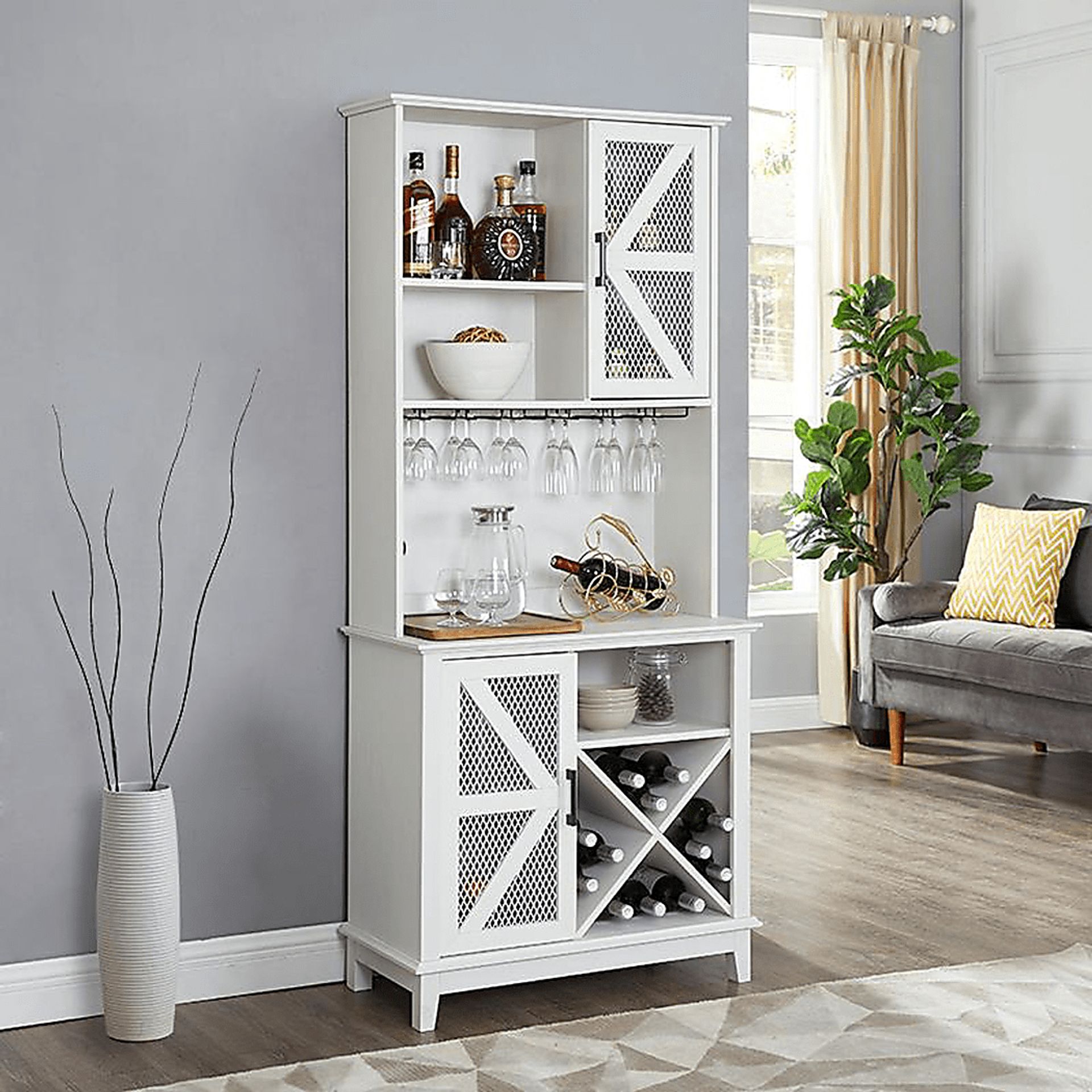 Kazia White Bar Cabinet - Image 8