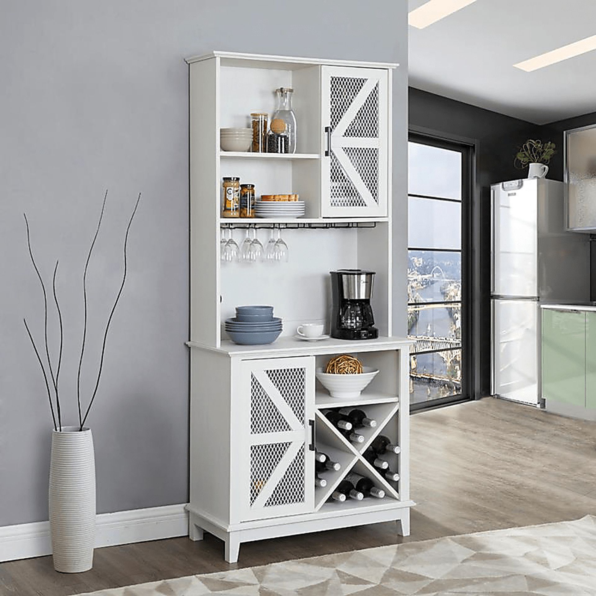 Kazia White Bar Cabinet - Image 9