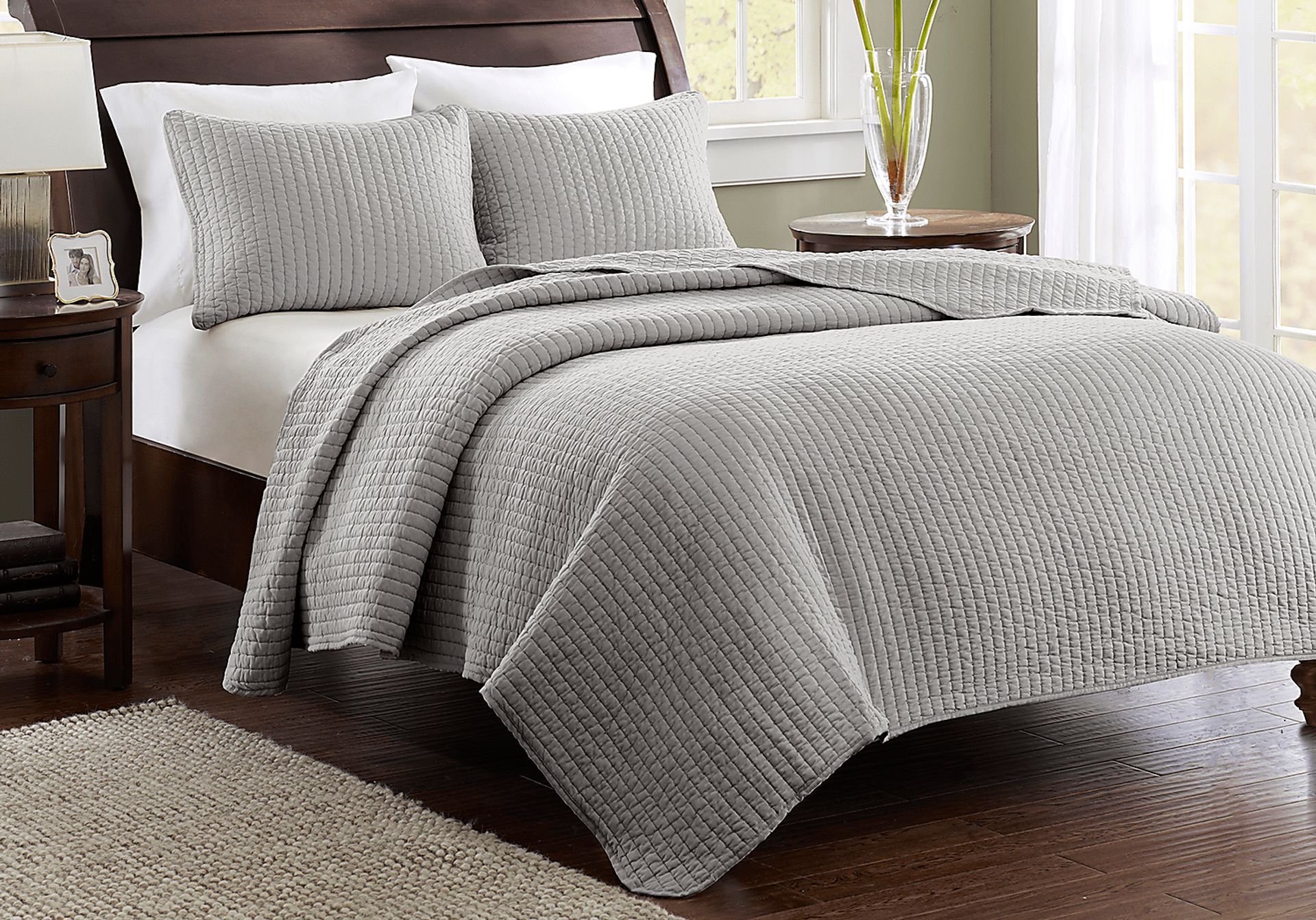 Keaton Gray 3 Pc Full/Queen Coverlet Set - Image 1