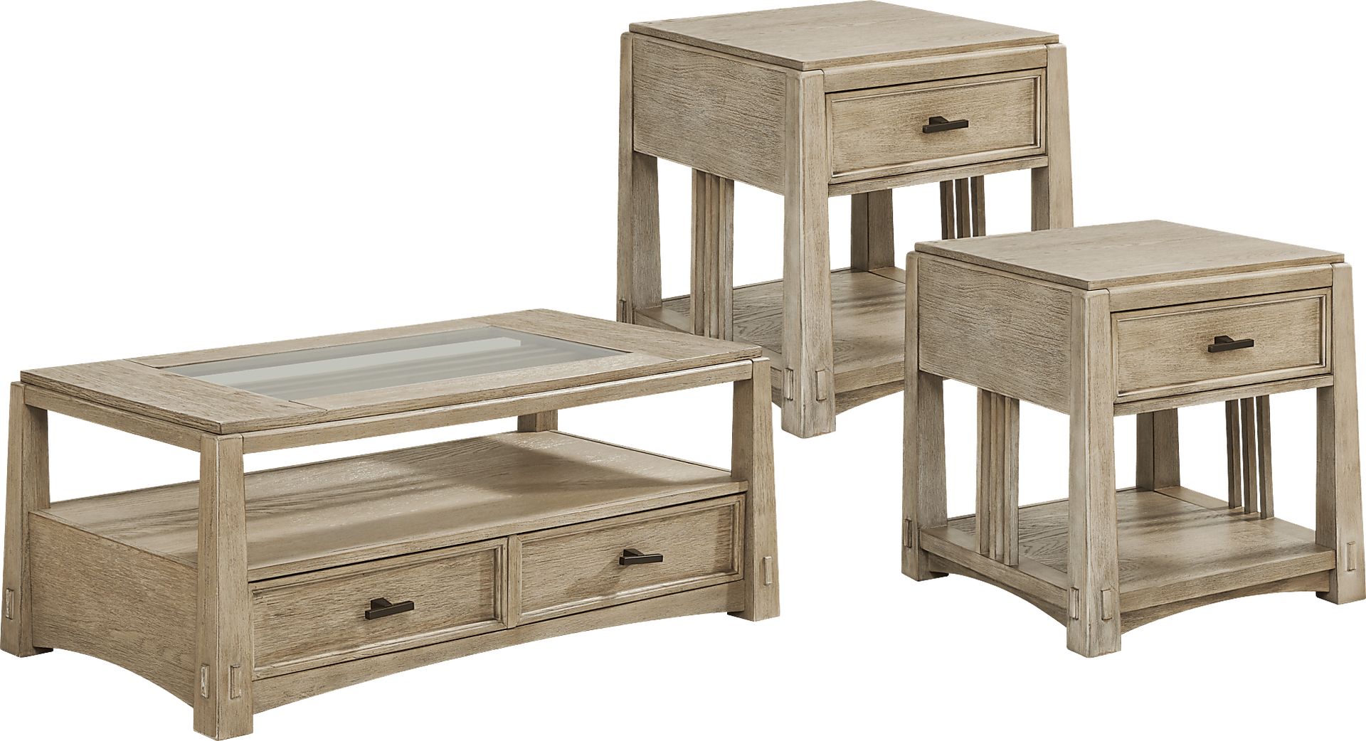 Keaton Natural 3 Pc Table Set - Image 1