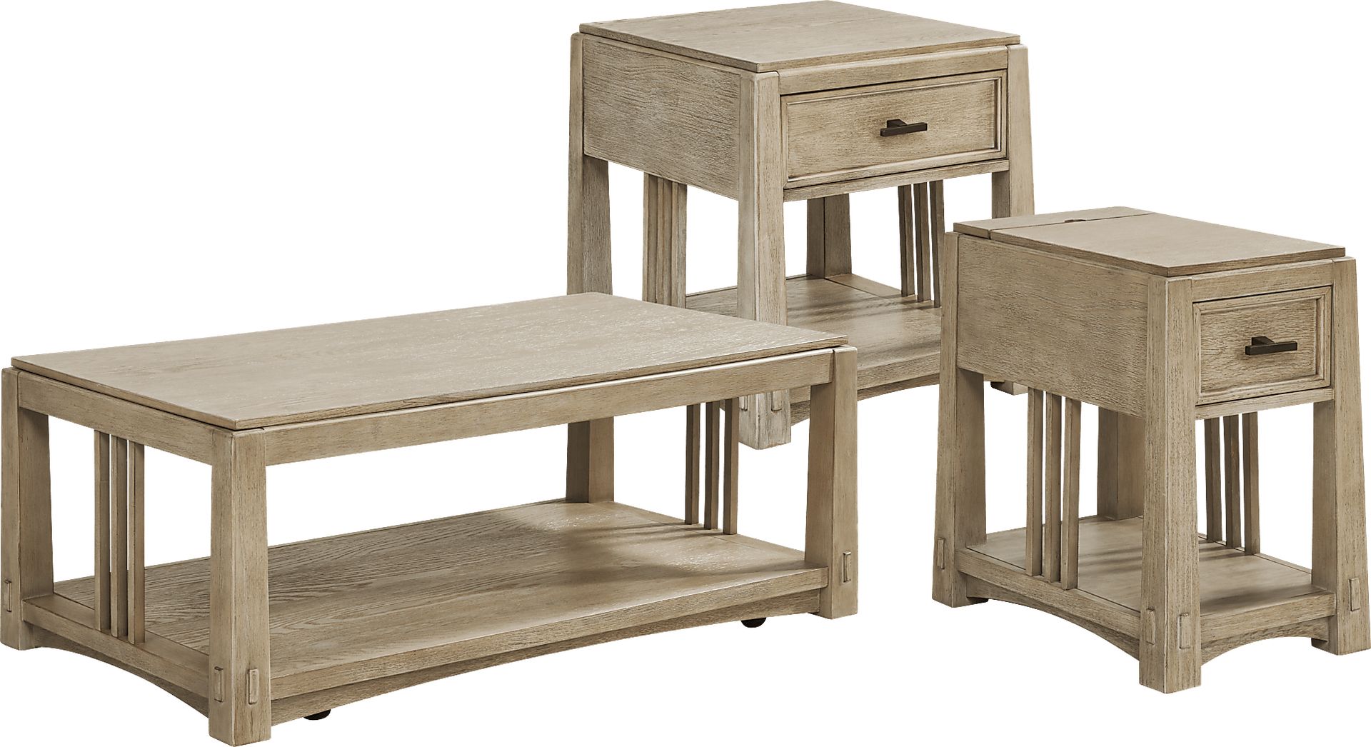 Keaton Natural 3 Pc Table Set - Image 1