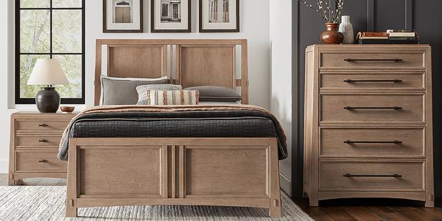 Keaton Taupe 3 Pc King Panel Bed - Thumbnail - Image 2