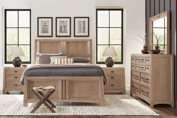 Light Wood King Size Bedroom Sets Pine Oak Beige Cream