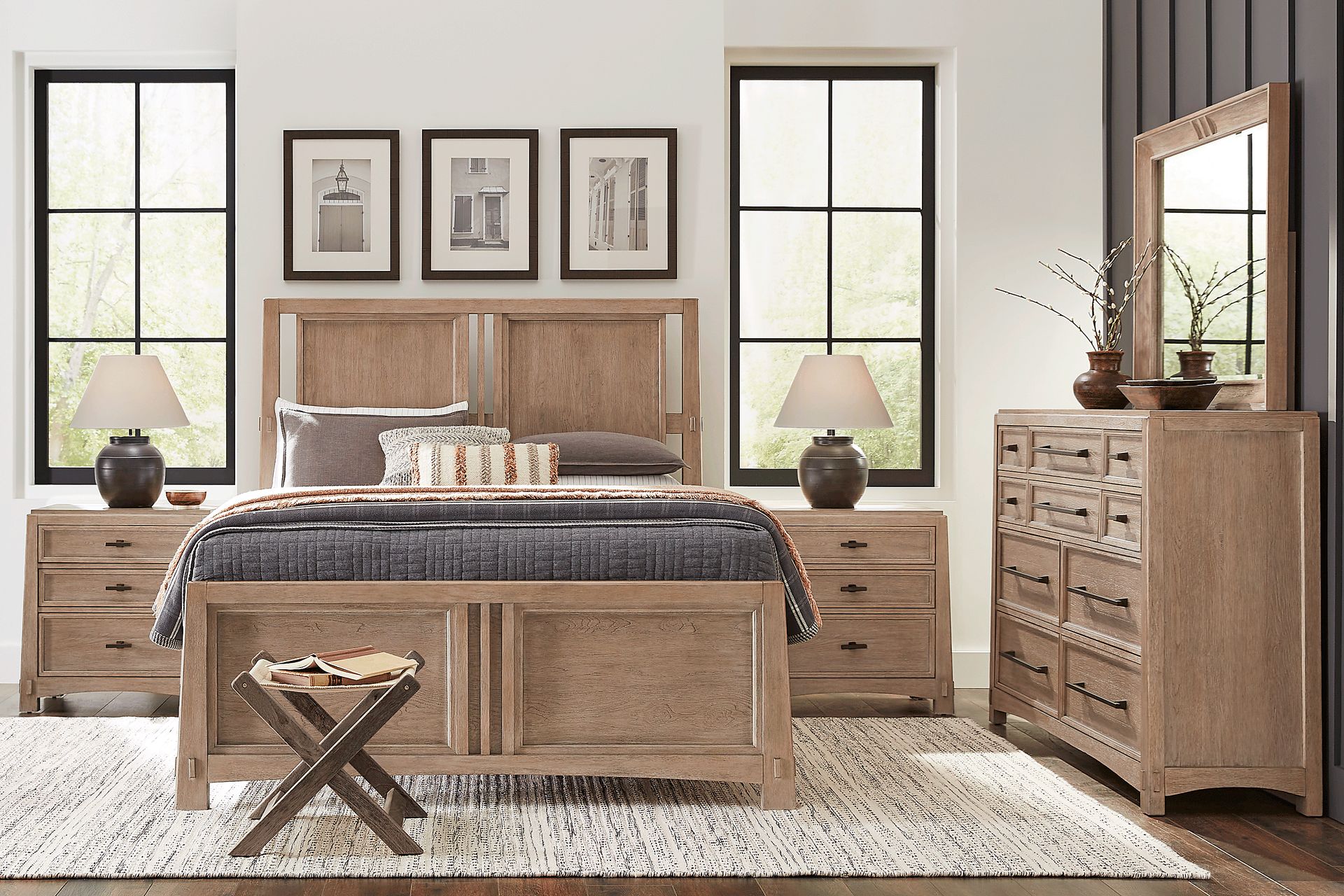 Keaton Taupe 7 Pc Queen Panel Bedroom - Image 1