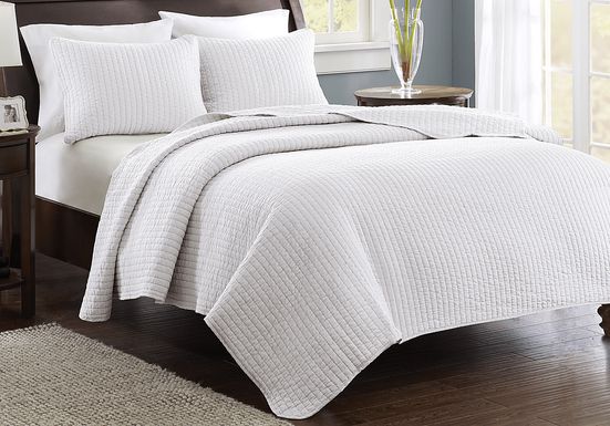 Keaton White 3 Pc Full/Queen Coverlet Set