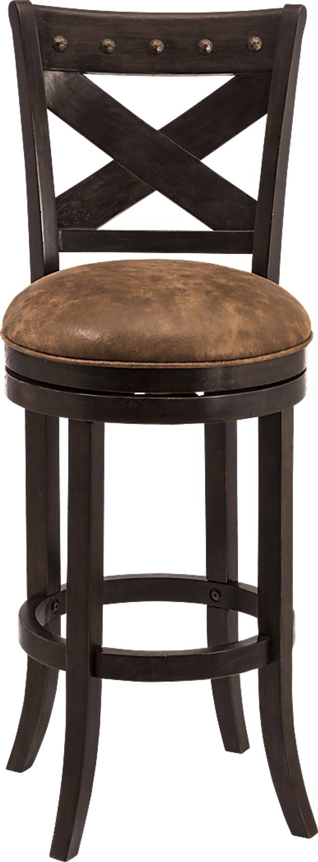 Keble Brown Swivel Barstool - Thumbnail - Image 1