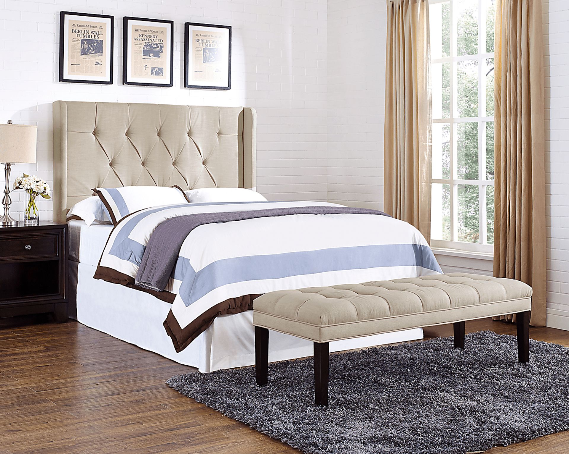 Kegan Linen Full/Queen Upholstered Headboard - Image 7