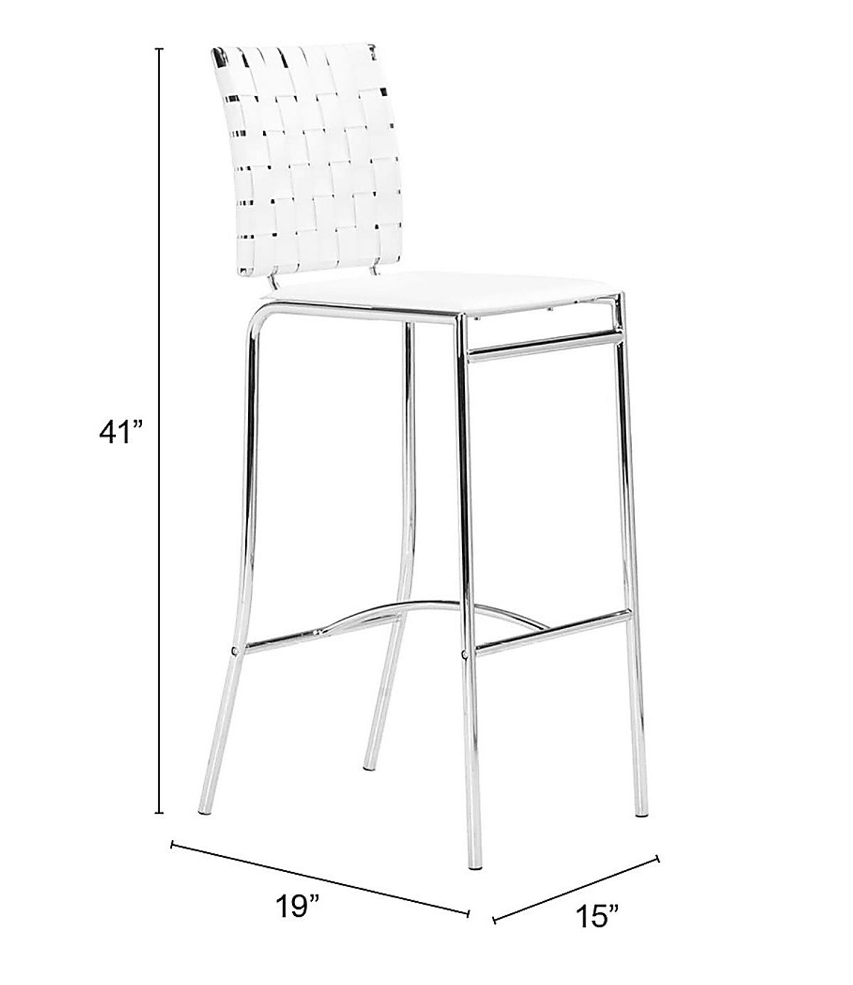 Keiko Chrome Metal White Barstool, Set Of 2 | Rooms to Go