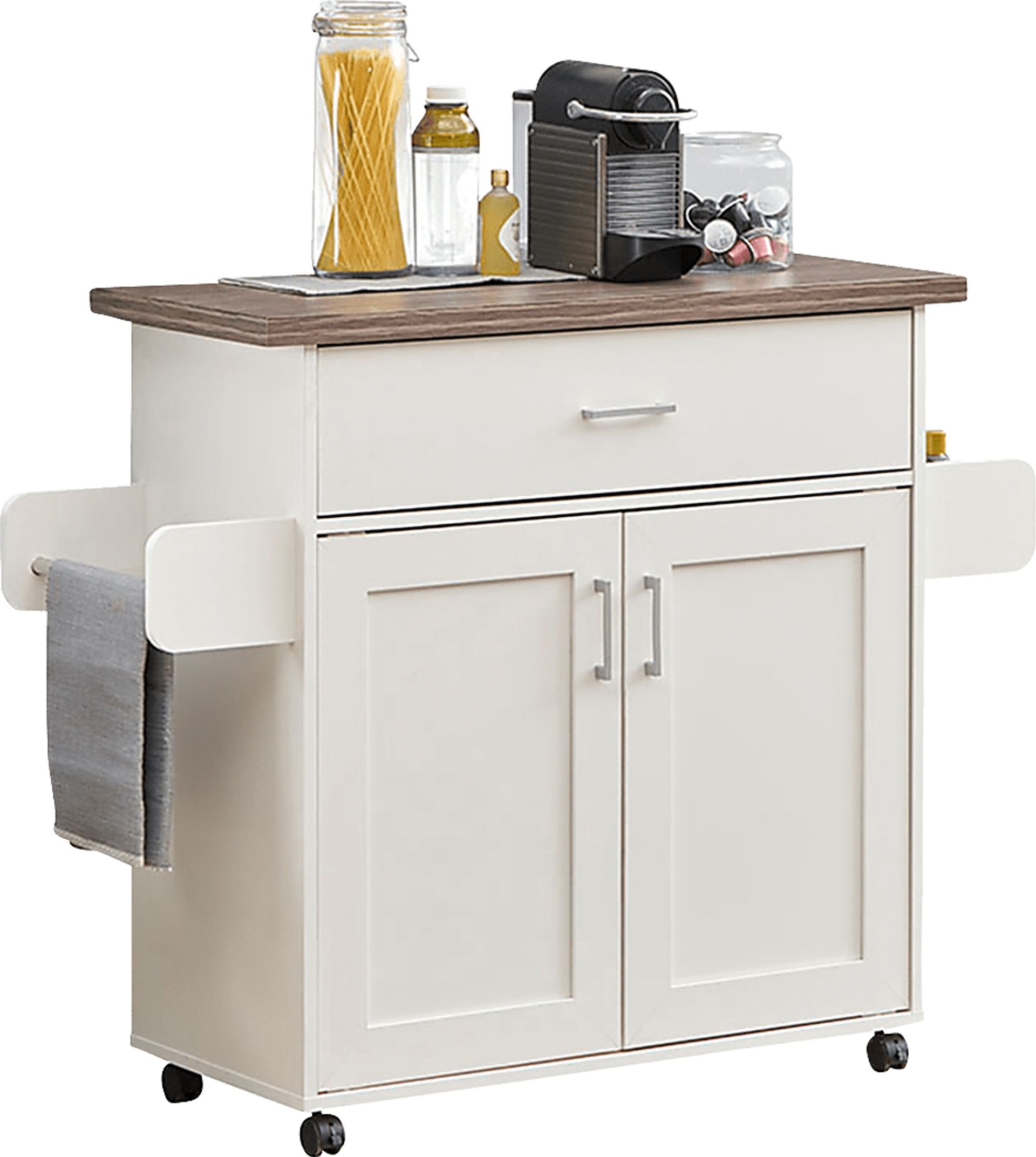 Keimio White Kitchen Cart - Image 3