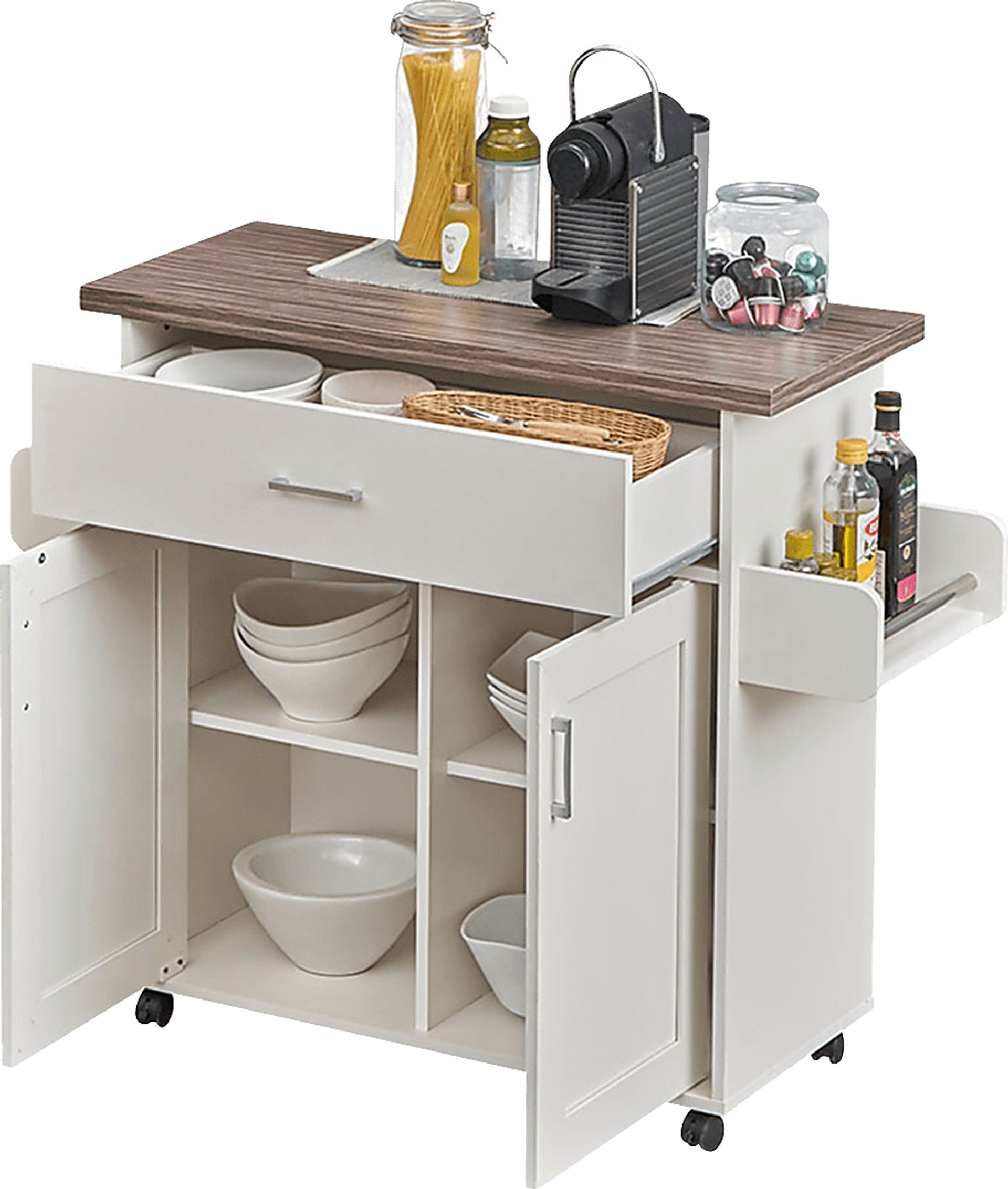 Keimio White Kitchen Cart - Image 6