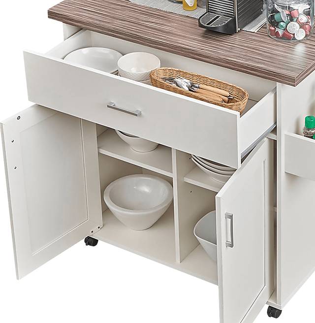 Keimio White Kitchen Cart - Thumbnail - Image 7
