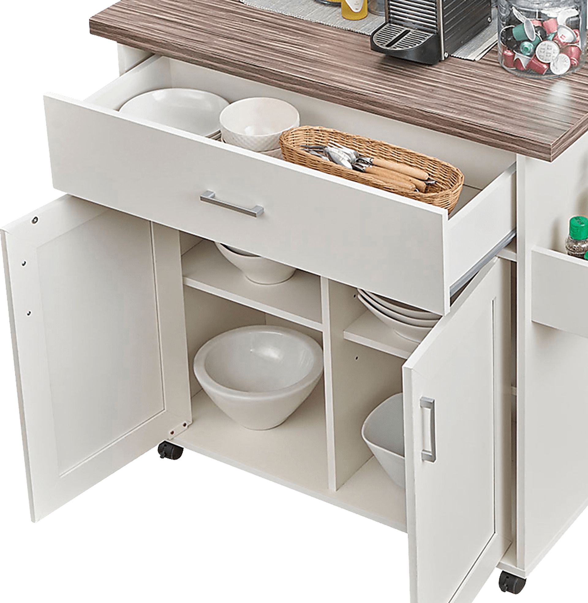 Keimio White Kitchen Cart - Image 7
